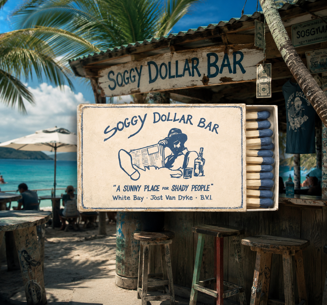 The Soggy Dollar Bar Matchbox Print: Bring a Piece of the British Virgin