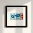 High-resolution photograph of 'Automatic Seafood and Oysters' framed print hanging in a cozy, well-lit room with natural sunlight.