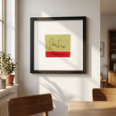 Full view of the Butcher and Singer framed poster mounted on a white background wall, highlighting its textured paper, stylish frame, and warm natural lighting.