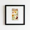 High-resolution close-up of Champagne Bar framed print with architectural frame, detailed prints, and warm natural lighting highlighting textures.