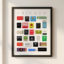 Framed Chicago Matchbox Print hanging on white wall with natural lighting, showcasing rich textures, wooden frame, and glossy acrylic protection.
