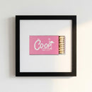 Framed print on wall in cozy home setting, highlighting glossy and matte finish, black frame, and warm natural lighting.