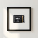 High-resolution photo of Cocktail Club framed print hanging on a white wall in a cozy setting, emphasizing crisp edges and textured details.
