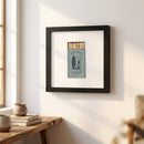 Framed Surf Hound poster in a cozy room setting, natural lighting highlights glossy matte finish and textured high-quality paper.