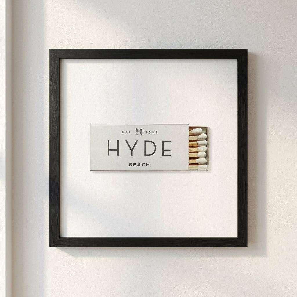 Vivid Hyde framed poster in a cozy room setting on a white wall, highlighting micro-details, textures, and a warm natural light glow.