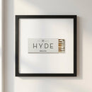 Vivid Hyde framed poster in a cozy room setting on a white wall, highlighting micro-details, textures, and a warm natural light glow.