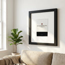 Vibrant scene of a cozy living room with the Chicago Athletics Association poster in a 12x12 inch oak frame, lit with natural warm light, emphasizing high-quality print details.