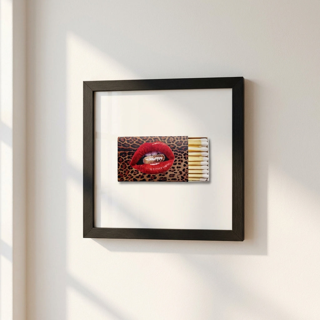 Close-up of Madison Maison back framed poster showing wood grain texture, micro-details of paper, and seamless hanging hardware in cozy setting.