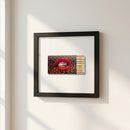 Close-up of Madison Maison back framed poster showing wood grain texture, micro-details of paper, and seamless hanging hardware in cozy setting.