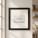 Decorative Mamo Framed Print on wall in cozy living environment with natural lighting and wooden frame.