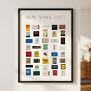 Framed print of New York City matchbox art hanging on a white wall, showcasing sharp details, glossy-matte finish, and wooden frame in cozy setting.