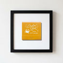 Modern Oyster Bar Framed Print hanging on a white wall in a stylish home, with warm lighting highlighting the textured matte paper and black wooden frame.