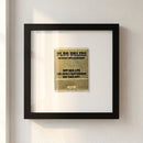 Framed 'Plug Uglies' print with sleek black frame, displayed on a white wall with natural lighting and subtle shadow for depth.