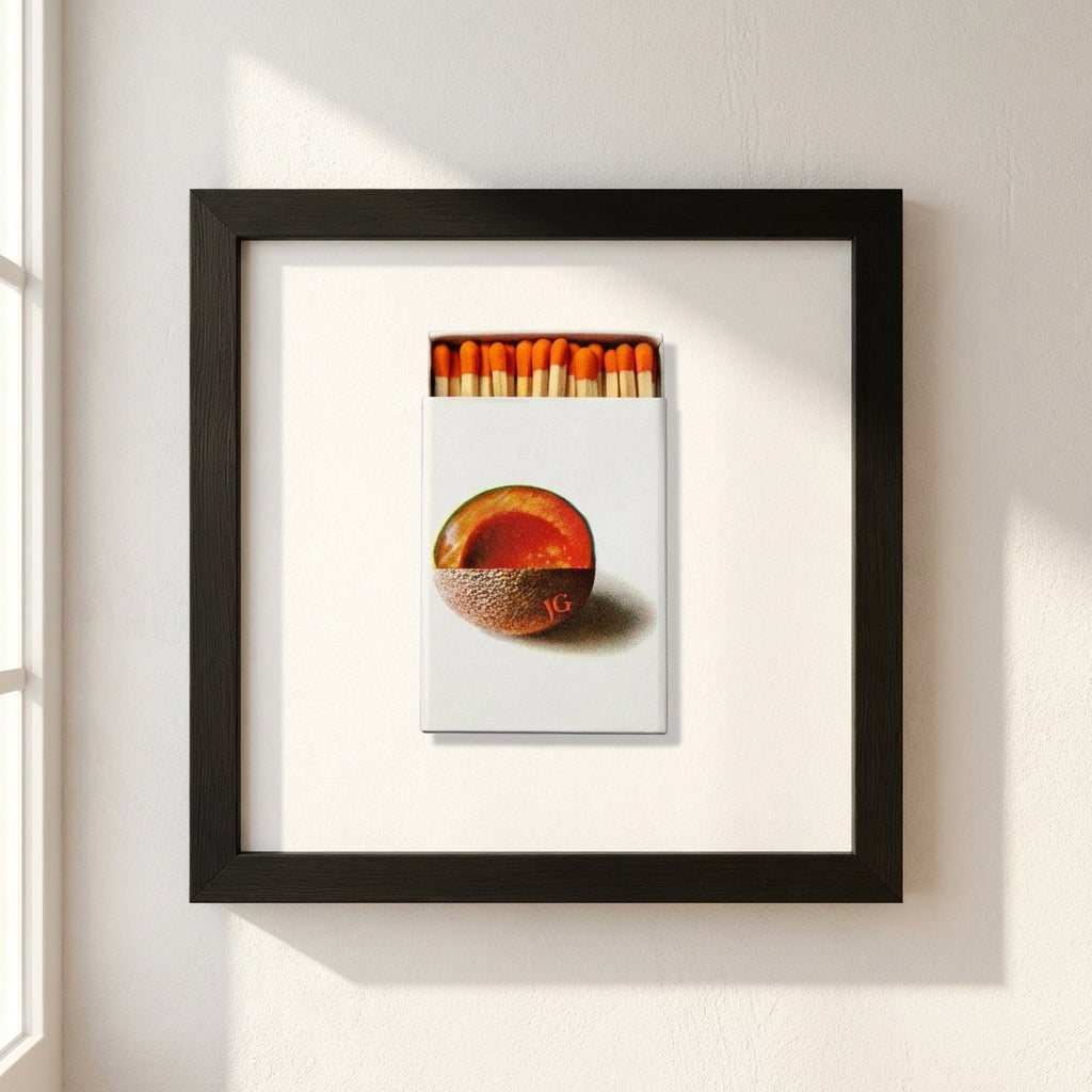 Elegant JG framed print mounted on a white wall, showcasing high quality craftsmanship in a professional setting.