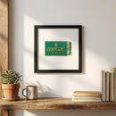Full-body view of 'Seahorse' framed poster mounted on white wall in cozy natural-lit interior scene.