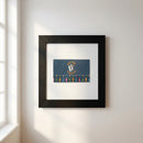 High-resolution view of Sharehouse framed print in a minimalist gallery with natural light and a neutral textured wall.